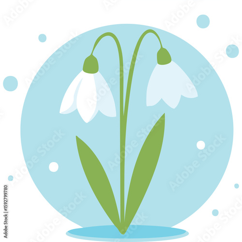 Cute snowdrop shivering softly flat vector