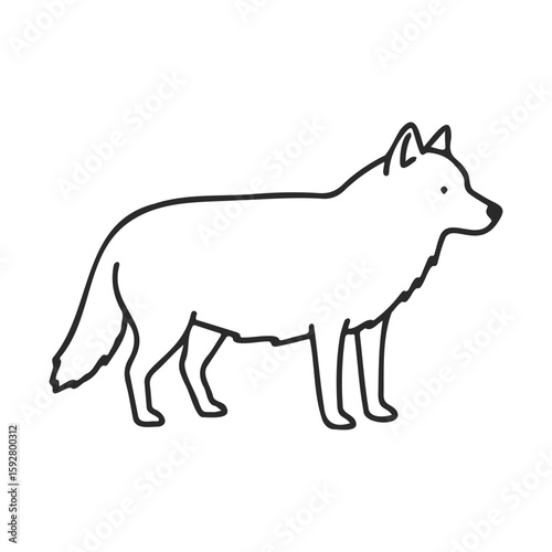 Simple line drawing of a standing wolf with minimalist design