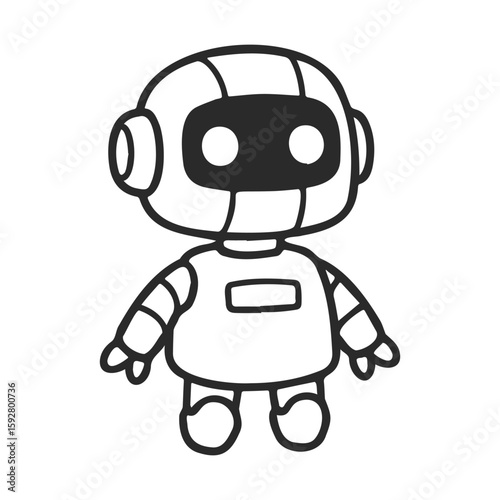 Cute cartoon robot with big eyes and round head