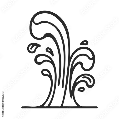 Stylized black and white water splash illustration