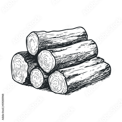 Stacked firewood logs for outdoor use in winter season