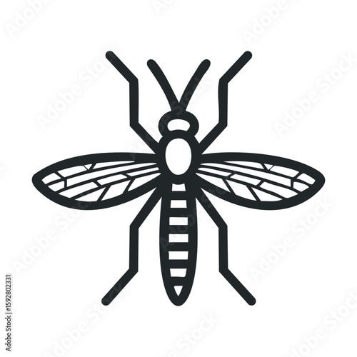 Simple line drawing of a mosquito insect in black outline design