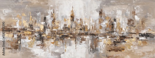 Panel kuchenny z motywem Abstract cityscape in muted tones