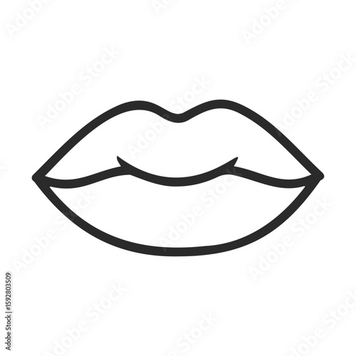 Minimalist lip line art drawing with bold black outline on white background