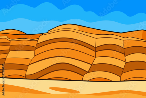 Cartoon Desert Wall With Tilted Sandstone Layers