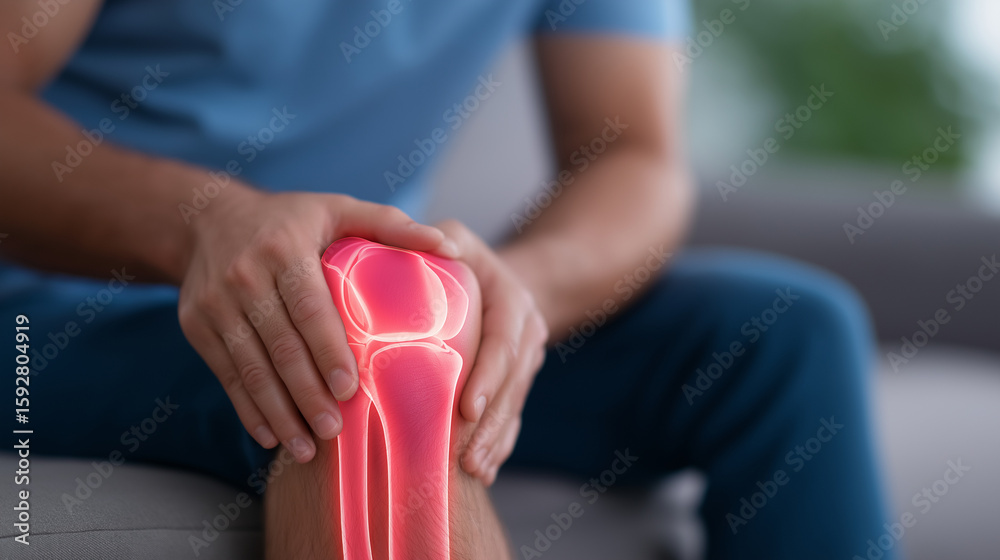 Obraz premium Painful Knee Inflammation with Skeletal Highlight