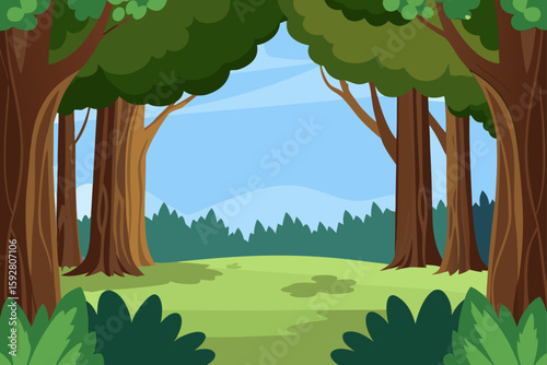 Simple Open Clearing In A Deep Forest With Soft Light Focus
