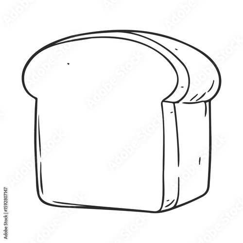 Outline drawing of fresh white bread loaf with soft crust