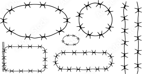 Barbed wire frames and borders fence