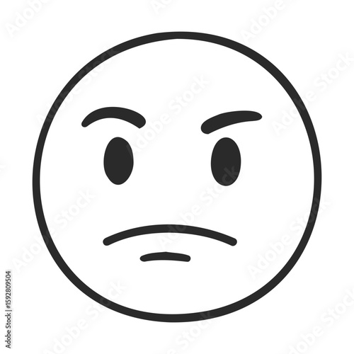 Neutral expression face - simple black outline emoji design