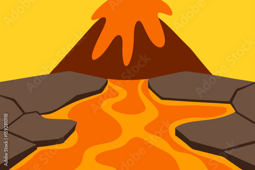 Vector Volcano Path With Lava Veins Under A Rock Surface