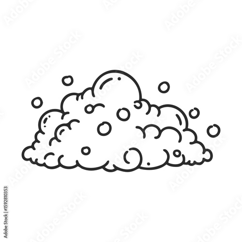 Black and white cartoon style soap suds