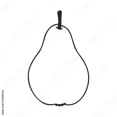 Minimalist black and white pear illustration