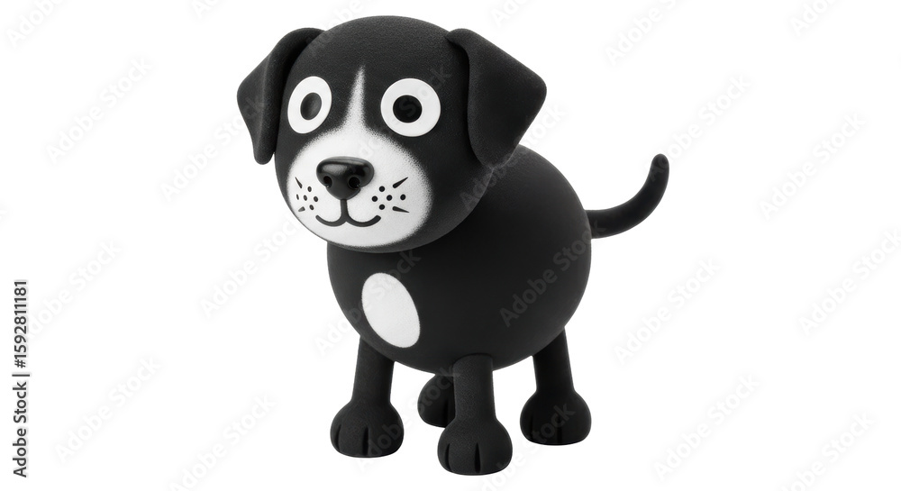 Fototapeta premium Isolated Cartoon Black Dog on White Background