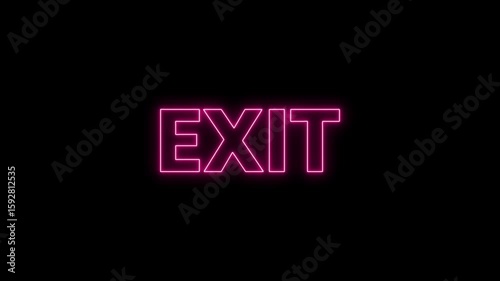 Glowing Exit Neon Text 4k Loop Animation on Black Background
