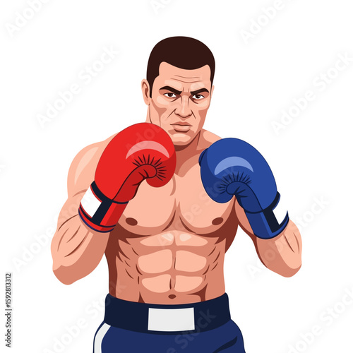 Boxer in Action Wearing Gloves Throwing a Powerful Punch