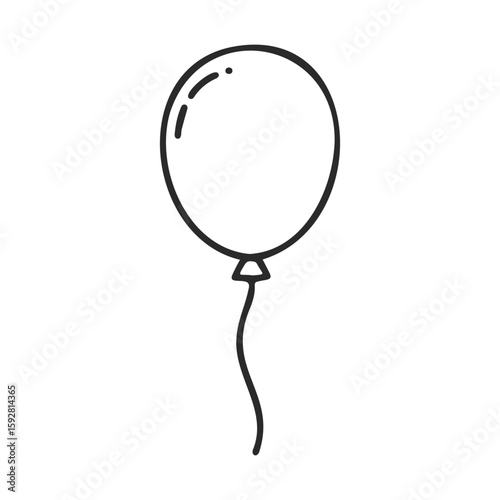 Simple black and white balloon drawing with curved string