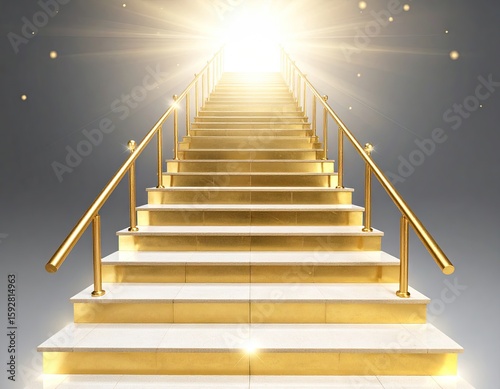 Golden steps leading to a bright light