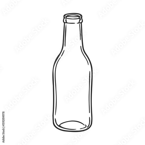 Simple clear glass bottle outline on white background