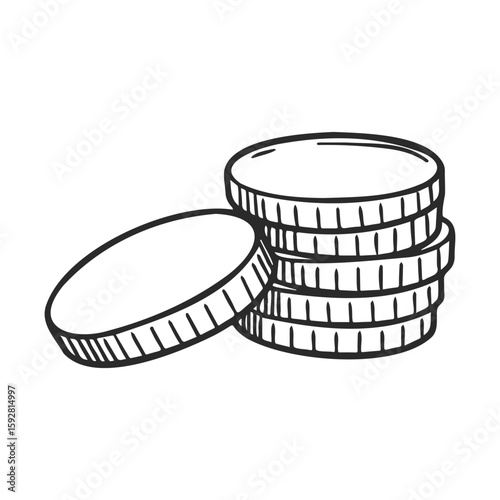 Hand-drawn stack of coins illustration with sketch style