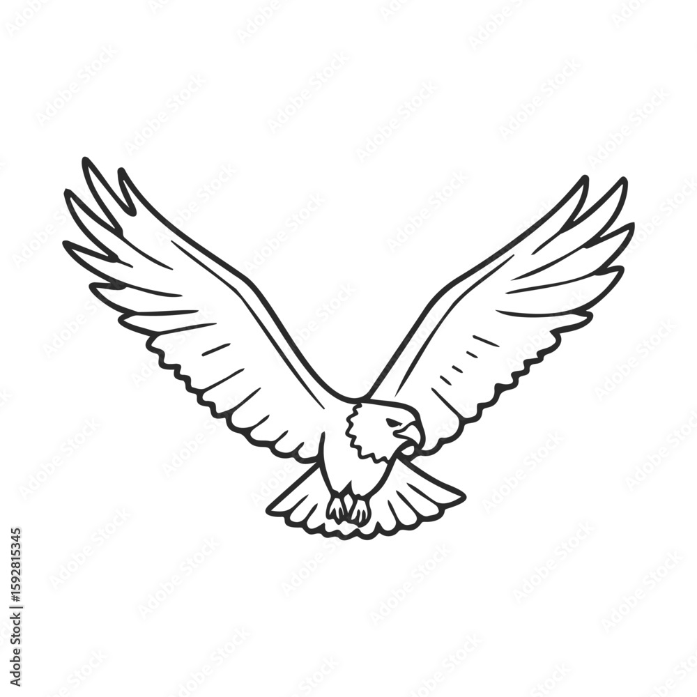 Obraz premium Line art of eagle with outstretched wings
