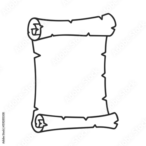 Blank ancient scroll with ornate edges featuring detailed decorative elements