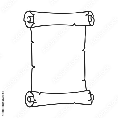 Blank ancient scroll outline with rolled edges