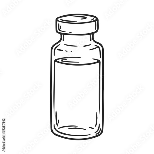 Hand-drawn outline of a simple glass bottle with lid
