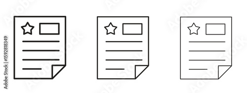 License icon. black strokes lines vector pack for graphic work