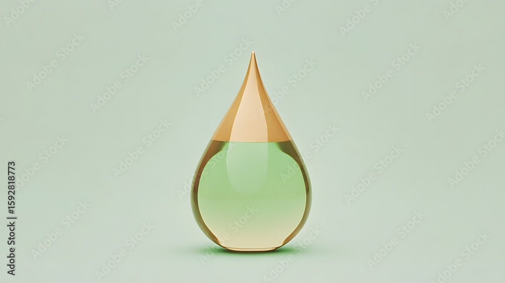 Fototapeta premium Elegant Green Liquid Drop Gold Top Abstract