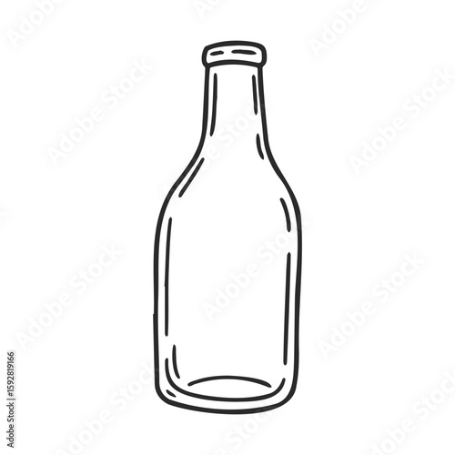 Hand-drawn outline of a glass bottle on white background
