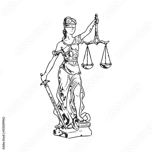 Lady justice with scales and sword - symbol of law and fairness