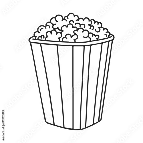 Black and white popcorn illustration in tall striped box