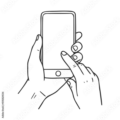 Hand drawing of interactive smartphone gesture with finger tap