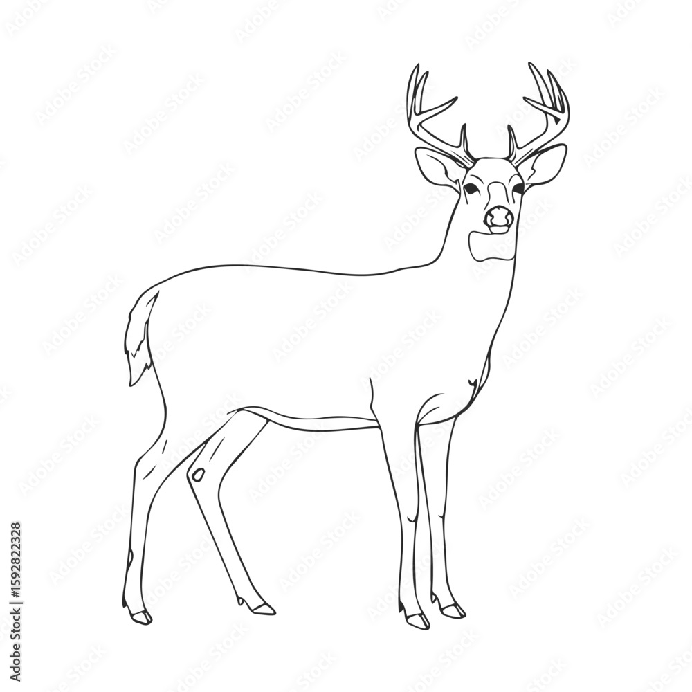 Fototapeta premium Line art of a majestic buck with antlers