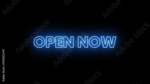 4k Glowing Pink Neon Text Open Now Loop Animation 4K Resolution Video