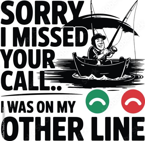Fisherman in boat with fishing rod and text water
