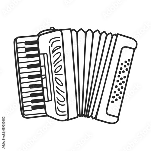 Hand-drawn accordion illustration with keyboard and buttons