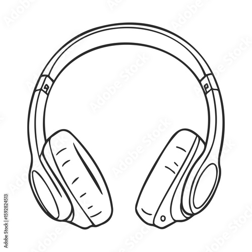 Outline drawing of modern over-ear headphones
