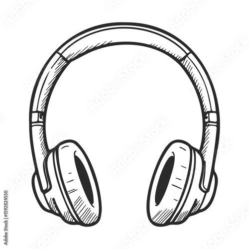 Hand-drawn headphones sketch outline illustration