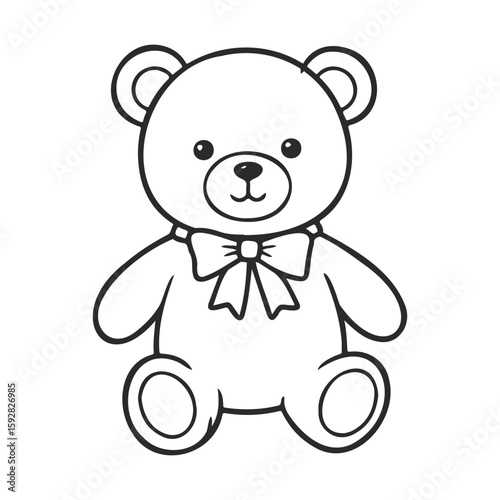 Adorable teddy bear with bow on white background