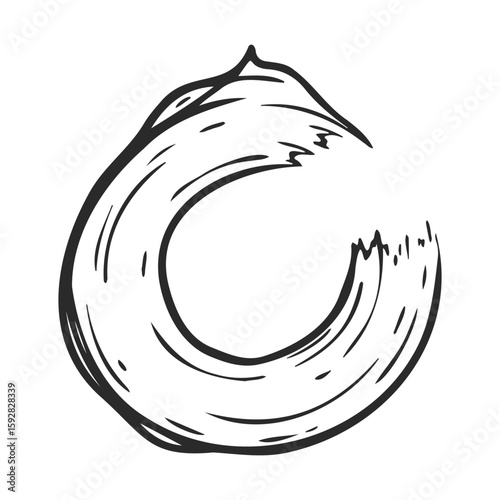 Hand-drawn zen enso circle in black ink on white background