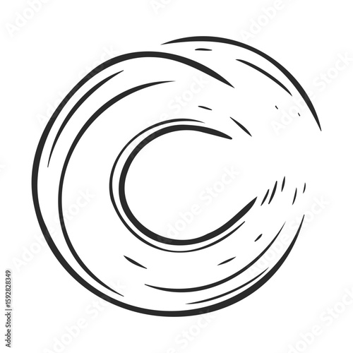 Monochrome abstract circular wave design with dynamic curves and lines