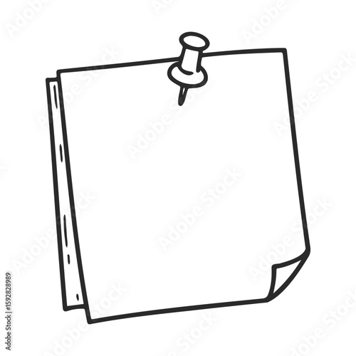 Blank notepad with pin on white background
