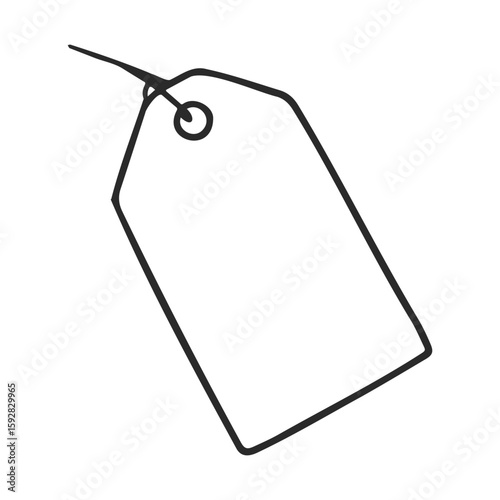 Blank price tag with string on white background