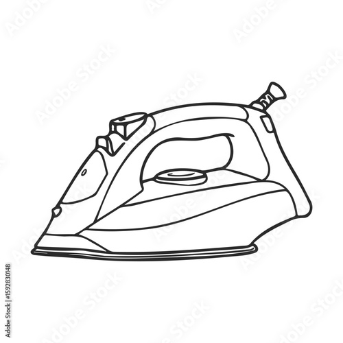 Simple line art of a steam iron design for home appliances enthusiasts