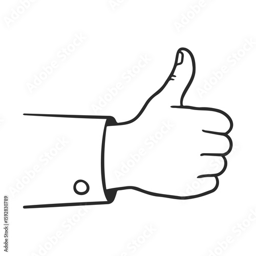 Thumbs up sketch: hand gesture in black and white line art