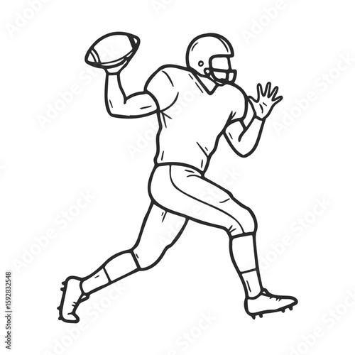 Illustration of american football player throwing ball