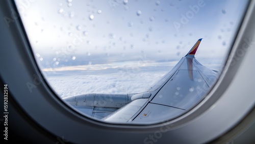 Airplane Wing View from Aircraft Window Above Clouds - Southwest Airlines