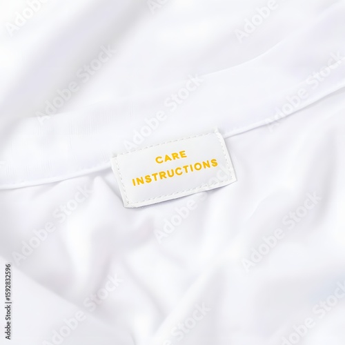 White Fabric with Care Instructions Label Close-up